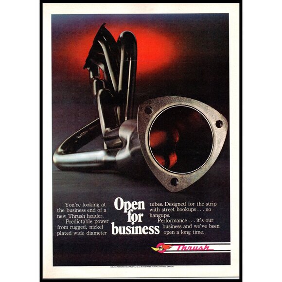 1972 Thrush Performance Headers Vintage Print Ad Exhaust Man Cave Wall Art 70s - Picture 1 of 2